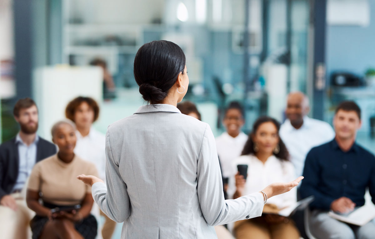 Woman addressing an audience