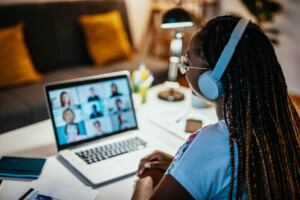 Woman in virtual training