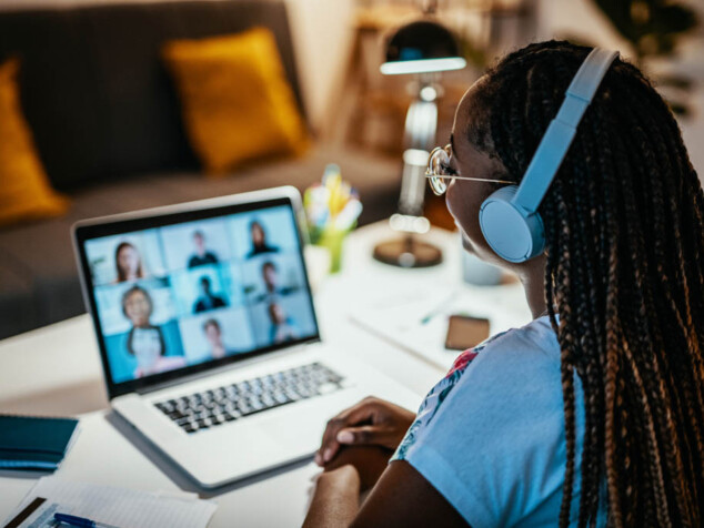 Woman in virtual training